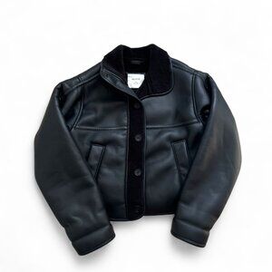 Hollister Women’s Black Faux Leather Sherpa Lined Jacket Size XXS